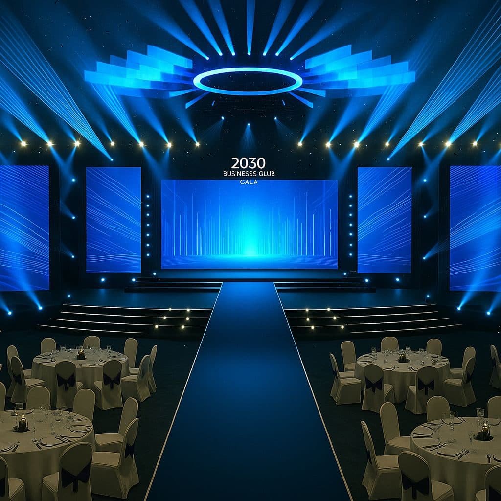 Conference stage with a large LED wall